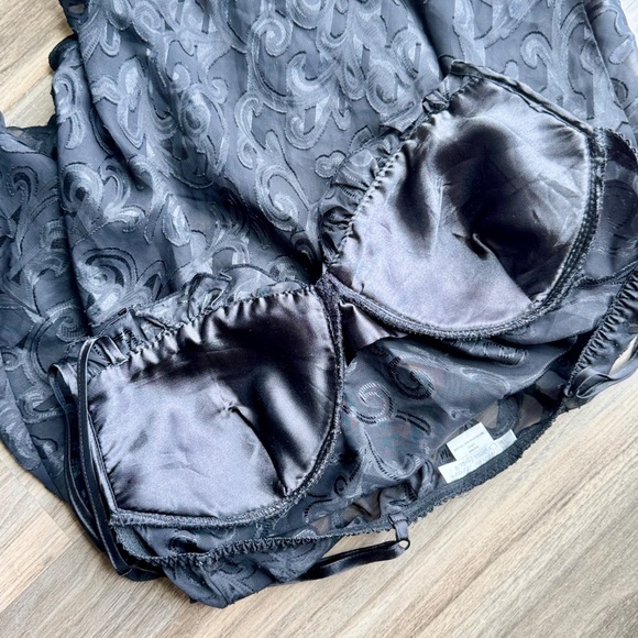 Seductive Wear by Cinema Etoile Black Sheer Embossed Babydoll | Vintage | Size L - Picture 8 of 11